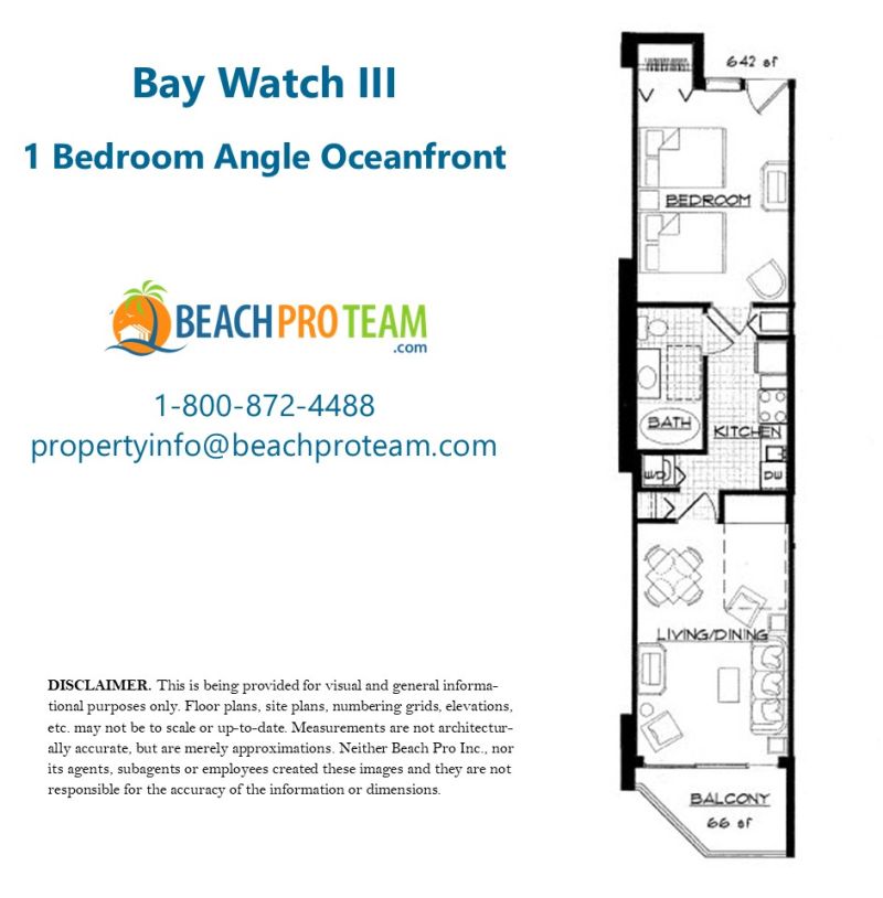 Bay Watch Resort III Floor Plan - 1 Bedroom Oceanfront
